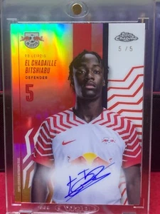 El Chadaille Bitshiabu 2024 Topps chrome Auto Rb Leipzig 5/5≈1/1🔥 FRANCE - Picture 1 of 2