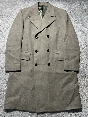 Vintage Harris Tweed Men 44 Brown Orange Blue Country Trench Coat Wool 70s - Image 1 of 4