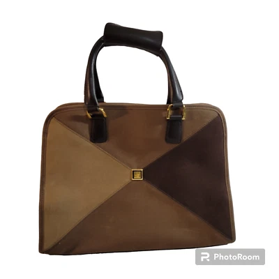 Diane Von Furstenberg Messenger Bag 3 Tone Brown Shoulder Strap Tote Bag Vintage - Image 1 of 4