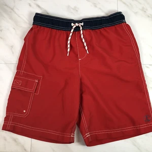 Lands End Boys RED WHITE & BLUE  Lined Swim Trunks  Size Medium  (10-12) ~ EXC - Picture 1 of 9