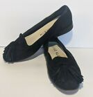 Anne Klein Darcy Black Suede Flat Loafer Tassel Size 7 Workwear Business Casual