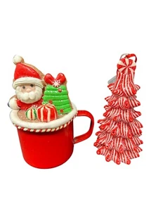 Santa Cocoa Peppermint Tree Ornament Set Christmas Holiday Festive Candyland - Picture 1 of 8