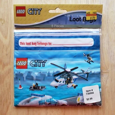 2011 Lego City Loot Bags Birthday Party Favor Prize 8 Pieces New  - Image 1 of 2