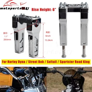 Para Harley Dyna Road King Street Bob Abrazadera Estilo Recto Manillar 6" Elevadores - Imagen 1 de 11