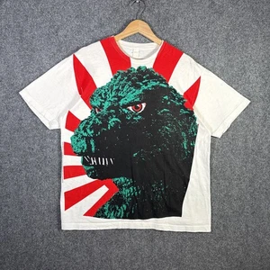 Vintage Godzilla Shirt Large White AOP Rising Sun All Over Print Toho - Picture 1 of 7