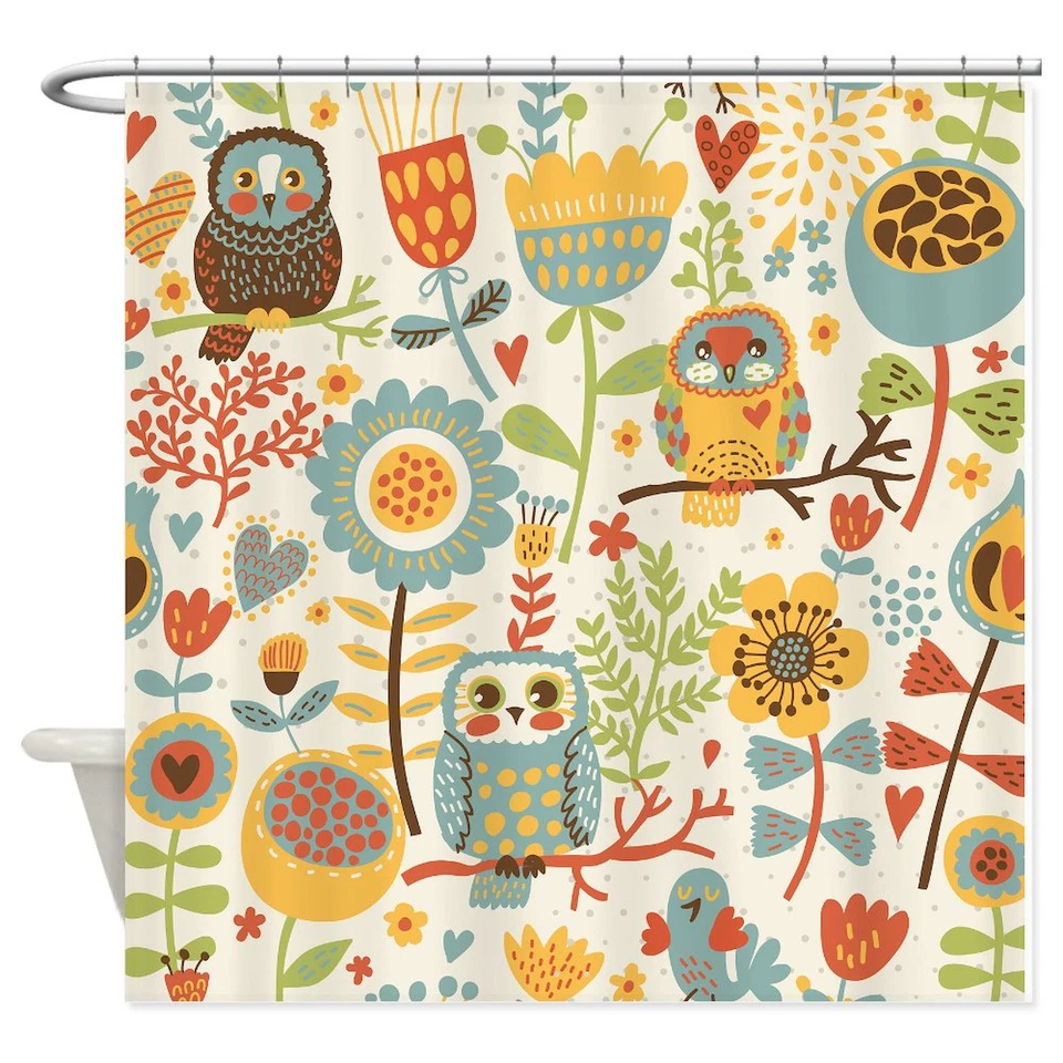 Cortina de ducha CafePress flores y búhos (782353916) Foto 1 de 3