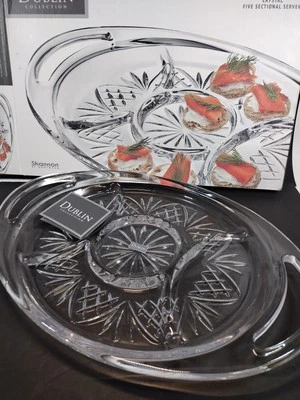 Dublin Collection Shannon By Godinger Crystal Five Sectional Server 15.75 X... - Image 1 of 4