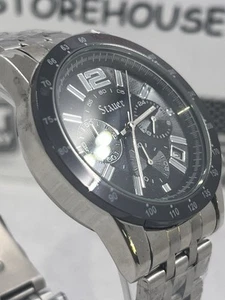 Stauer Jet Setter Edelstahl Chronograph Herrenuhr - Schwarz - Zifferblatt Analog - Bild 1 von 10