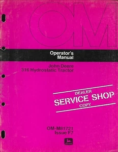 MANUAL OPERADOR TRACTOR HIDROSTÁTICO JOHN DEERE 2316 - Imagen 1 de 1