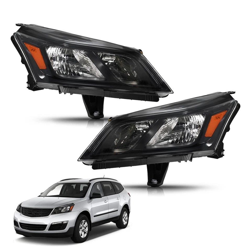 Upgrade Halogen Headlights For 2013-2017 Chevy Traverse Black Left+Right Pair Foto 1 de 4