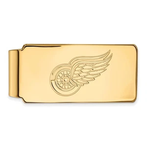 SS 14k Yellow Gold Plated NHL Detroit Red Wings Money Clip - Picture 1 of 4