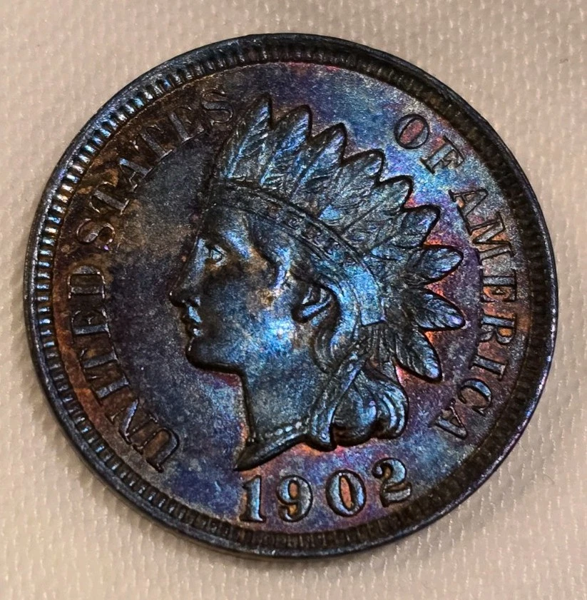 1902 Indian Head Cent, Blue Toned Specimen, Well Struck, BU - Image 1 of 4