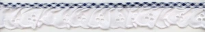 1" WHITE RUFFLED EYELET FABRIC TRIM NAVY & WHITE GINGHAM 19 YARDS TRIMMING - Picture 1 of 1