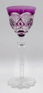 Val Saint Lambert lila geschliffen auf Klarglaskelch - verrept Muster - Bild 1 von 6
