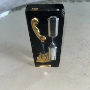 Vintage Lucite Telefon Timer Sanduhr weiß sand Mid Century Drehtelefon - Bild 1 von 7