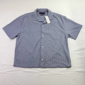 NUEVO CON ETIQUETAS Camisa Abercrombie & Fitch Crochet Tejido Abierto Abotonada Recortada Talla M Azul - Imagen 1 de 13