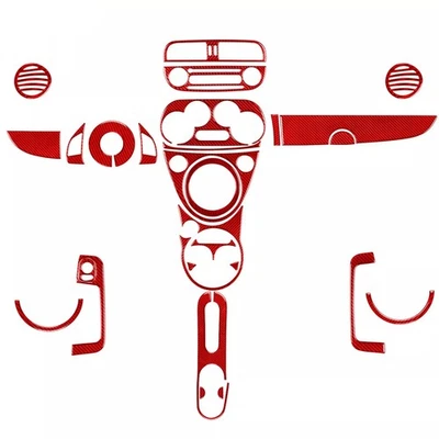 28Pcs Red Carbon Fiber Whole Interior Trim Dashboard Kits For Fiat 500 2012-2015 — 第 1/4 张图片