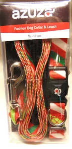 New Azuza Dog Collars & Leash Christmas Adjustable Nylon Collar Matching Leash - Picture 1 of 6