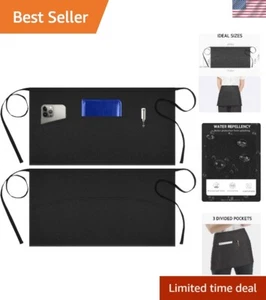Waterdrop Resistant Waist Apron 2 Pack with 3 Pockets - Black Polyester Blend - Picture 1 of 9