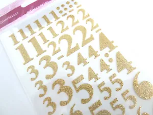 Glänzend Glitzer Gold Klebend Selbstklebend Zahlen Etiketten Aufkleber für Craft - Bild 1 von 2