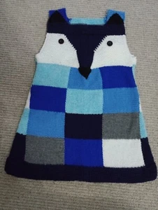 4/5 Year Patchwork Hand Knitted Fox Dress - Picture 1 of 3