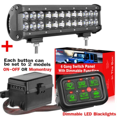 PARA Polaris Ranger XP 1000/1000 Crew 12" Barra de Luz de Trabajo LED + Panel de Interruptor de 6 Velocidades Foto 1 de 4