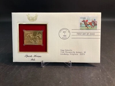 1993 PCS Sports Horses Polo 29¢ FDC 22K Gold Stamp Replica - Image 1 of 3