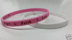 NUEVO- Pulsera delgada delgada delgada rosa Cáncer de mama "HOPE FAITH LOVE - Imagen 1 de 1