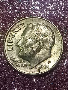 2004 P Roosevelt dime ,crack  Skull ,Die Chip On Ear. Huge Cud On Reverse  - Picture 1 of 14