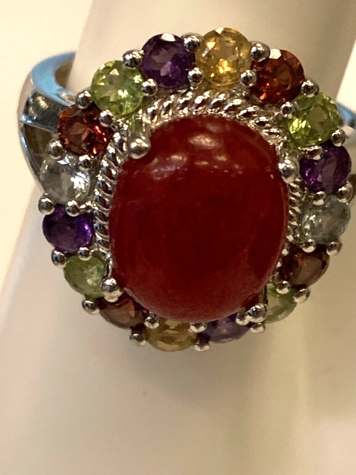 ANILLO DE PLATA ESTERLINA MUTI PIEDRAS PRECIOSAS #BXX Foto 1 de 4