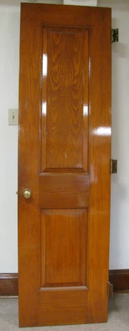 Antique 1940s door solid wood 2 Panel  23.5" x 84" x 1.75" with some hardware Cover
