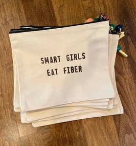 NEW! "SMART GIRLS EAT FIBER" Canvas TRAVEL POUCH Carry Bag Ffactor F FACTOR - Picture 1 of 2