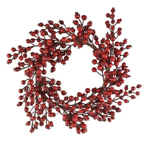 42cm Christmas Red Berry Wreath Xmas Door Wall Holiday Decoration Decor 16in - Picture 1 of 1