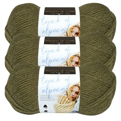 (3 Pack) Lion Brand Yarn 674-132 Touch of Alpaca Yarn, Olive