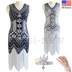 Luxury 1920s Flapper Dresses Great Gatsby Prom Gown Cocktail Evening Party Dress - Picture 1 of 11
