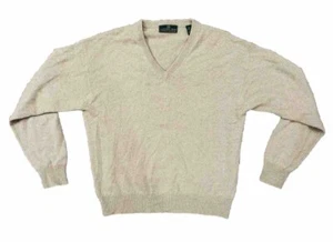 EMBASSY ROW Sweater Adult Large Tan 100% Cashmere V-Neck Pullover Sweatshirt Men - Picture 1 of 8
