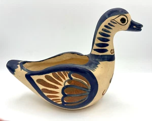 Mexican Cozumel Pottery Duck Planter Folk Art Stoneware Hand Painted Signed - Picture 1 of 20