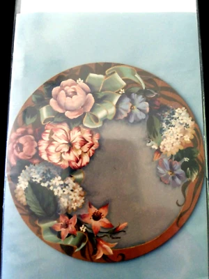 DELANE LANGE 1993 SUMMER FLOWER WREATH HYDRANGEA LILY ROSE PAINTING PATTERN 49 - Image 1 of 3