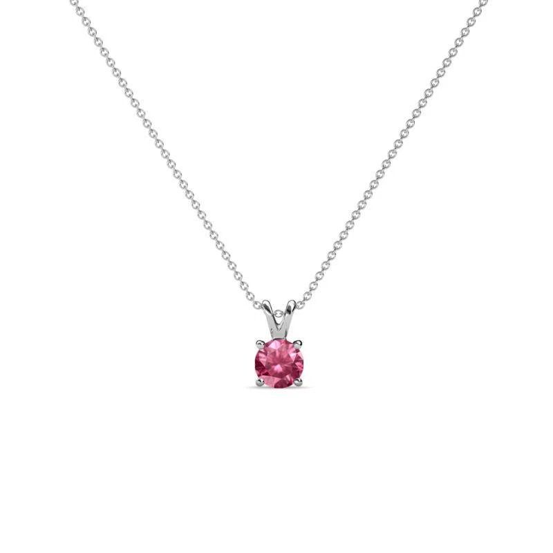 Round Pink Tourmaline Solitaire Pendant 0.08 ct 14K Gold 16" Chain JP:193953 - Image 1 of 1