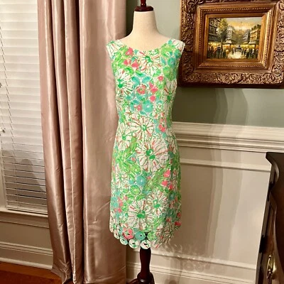 NWOT Lilly Pulitzer Shiloh Lace Dress in Sand Bar Blue Splish Splash Size 10 - Image 1 of 4
