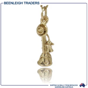 Yellow Gold ANTIQUE STYLE TELEPHONE CHARM Guaranteed Genuine 9ct 9k Gold - Picture 1 of 10