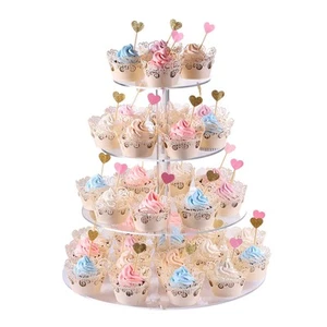 Cupcake Stand 4-Tier Round Acrylic Cupcake Display Stand Dessert Tower Pastry... - Picture 1 of 6