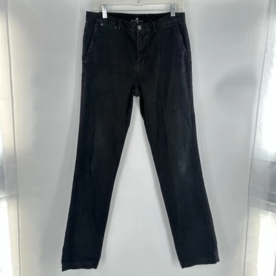 7 For All Mankind Men’s 32 Black Pants 100% Cotton Straight Leg Casual Chino - Image 1 of 4