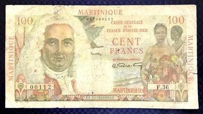 1947-49 MARTINIQUE - 100 FRANCS - P#31 - F+ - MB1 - Image 1 of 3