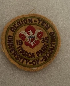 BSA Pfadfinder REGION TEN (10) ITASCA PARK 1935 UNIVERSITY OF SCOUTING PATCH - Bild 1 von 2