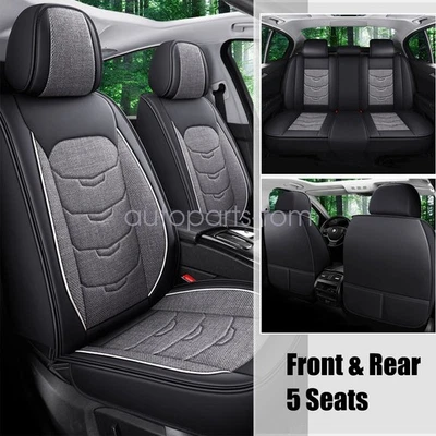 For Acura Luxury PU Leather Car 5-Seat Covers Front & Rear Seat Protector Gray Foto 1 de 4