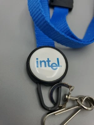 Vintage Collectible Advertising Intel Blue Lanyard Old Logo SWAG - Image 1 of 4