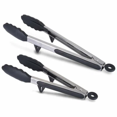 Kitchen Tong with Built-in Stand Food Tongs Stainless Steel & Silicone - Image 1 of 4