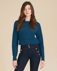 VERONICA BEARD Sweater womens sz M Blue Teal soft WOOL Crew MADINA Petrol NWT - Picture 1 of 9