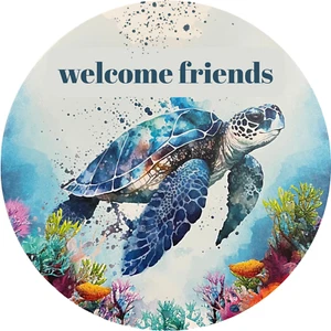 Welcome Friends Sea Turtle Wreath Attachment, Sign - Picture 1 of 4